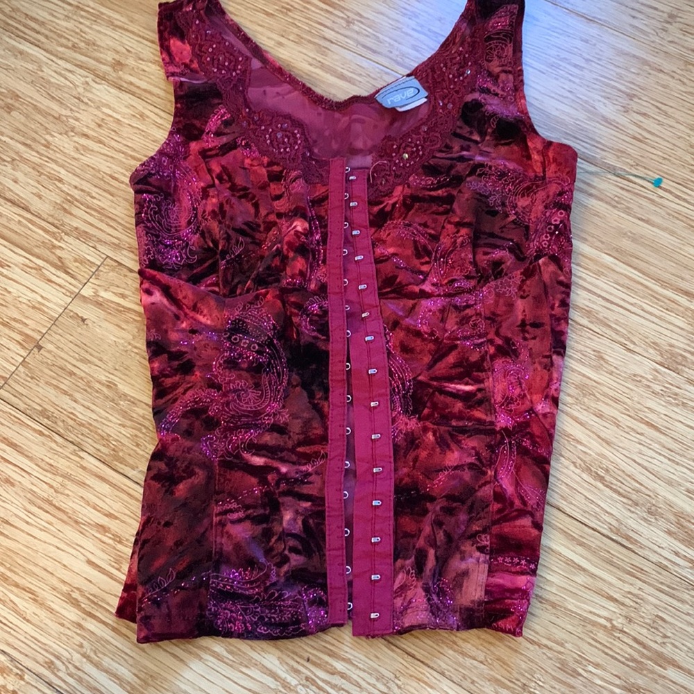 Red and Maroon Glitter Top